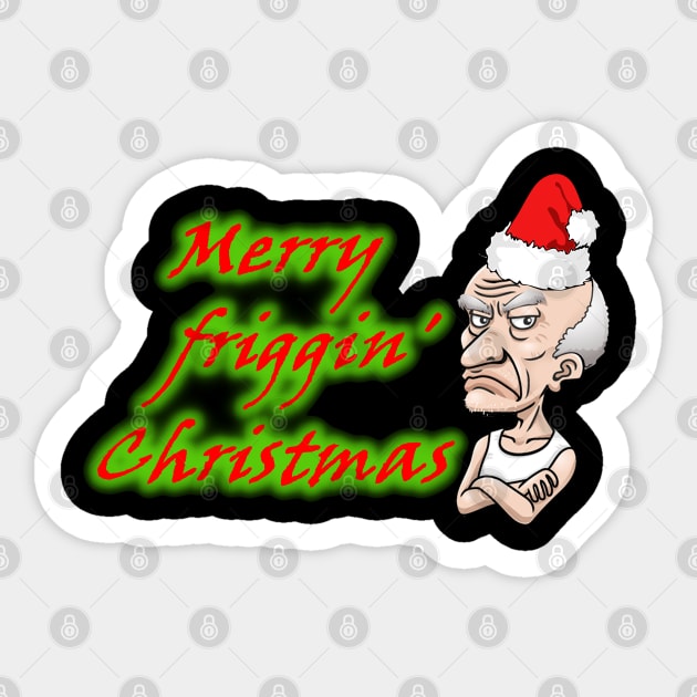 Merry friggin' Christmas Sticker by Comic Dzyns